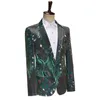 Men's Suits Blazers Green Peacock Floral Print Tuxedo Blazer Men 2023 Brand Slim Fit One Button Suit Jacket Dinner Party Prom Costume Homme 230720