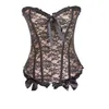 Mode femmes Sexy à lacets surbuste Corsets sans bretelles en acier désossé Bustiers imprimé fleuri deux pièces grande taille S-5XL2519