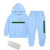 Herbst Winter 2-13 Jahre Kinderbekleidung Hoodie-Sets BABY Jungen Mädchen Baumwolle Kleidungsstück Kinder Designerdruck hochwertige Outdoor-Sportpullover Hosen 2-teiliges Set