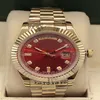 High Quality watch 41mm 18kt Gold Day-Date II red dial 228238 Sapphire Glass Mechanical Automatic Mens Watch Watches258w