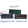 Nuovo multifunzione fai-da-te Orologio ad alta precisione all'interno e all'esterno Temperatura dell'auto Monitor di tensione della batteria Misuratore di pannello DC 12V Dropshi264W