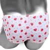 Culotte Sissy de haute qualité avec imprimé fraise à lacets à froufrous hommes slips sous-vêtements Lingerie Sexy voir à travers