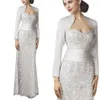 Ny spetsilvermor till bruden klänningar med jacka bröllopsfest formella aftonklänningar spetsar applicerade mödrar brudgum klänning292f
