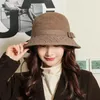 ベレット秋と冬の韓国スタイルのニットパターンサンハット女性のためのファッショナブルな暖かいバケツ帽子