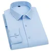 Hommes Robe Chemises Hommes Fibre Classique À Manches Longues Chemise Printemps Automne Blanc Noir Solide Chemise Homme Mâle D'affaires Décontracté