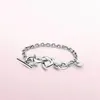 Chaîne à maillons Original 925 en argent Sterling noué coeur T-Bar Bracelet Fit marque européenne Beacelet Jewelry3345