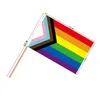 Banner Vlaggen Aerxrbrae custom hand vlag 100 Stuks 14 21Cm plastic Stok Rainbow Hand Gay Lesbische Homoseksueel Biseksueel Pride 230721