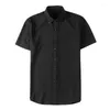 Men's Casual Shirts Plus Size 5XL-M Solid Summer Short Sleeve Dress For Men Clothing 2023 Business Formal Wear Slim Fit Tuxedo Blouses