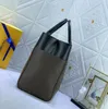 Modedesigner tygväska kvinnor stora kapacitet trycker handväskor äkta läder axelväska multifunktionell plånbok kortväska
