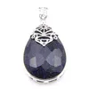 LuckyShine Huge Teardrop Pendant Fire Blue sandstone Gemstone 925 Sterling Silver Women Jewelry Pendants 1 58 inch s249v