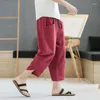 Męskie spodenki Sumowanie siedem spodni Chiński styl bawełniany vintage hintage szeroki legi legi swobodny dla mężczyzn elastyczna talia