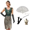 Toneelkleding Jaren '20 The Great Gatsby-kostuumaccessoiresets Handschoenen Flapper Hoofdband Halloween-kostuums Galajurken Sieraden Oorbellen Peer