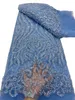 レースネットファブリックテキスタイルビーズスパンコールイタリアの刺繍シマーライトブルーダストピンクオレンジシックなミシンクラフトウェディングアフリカン5ヤード女性2023 NEW YQ-2004