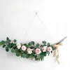 Decorative Flowers Yan Artificial Eucalyptus Flower Wall Hanging Decor Plants Greenery For Bedroom Living Room Office Front Door Home