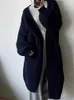 Женские трикотажные вязание HSA 2023 Зимний длинный макси -свитер кардиганы Женщины открытые стежки