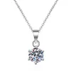 Silver 925 Jewelry Round Pendants 1 0ct Lab Diamond Necklace Classic Six Claw Pendant for Women XDZ004283s