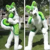 2018 Factory Direct Green Husky Fursuit Mascot Costume Plush Adult Size Halloween Xmas Party Costumes2314