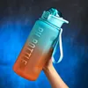 Water Bottles 2L large capacity water bottle with straw fitness drink bottle outdoor camping bike hiking sports shake bottle 230720