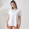 lu Yoga Sommer Shirts Damen Rundkragen Kurzarm Bluse Atmungsaktive Sport Fitness Einfarbig T-Shirt T988