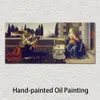 Famous Portrait Canvas Art Leonardo Da Vinci Painting Annunciation Handmade Modern Cafe Bar Decor