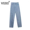 Women's Two Piece Pants WXIBEI Fashion Women Set 2023 Summer Short Long Sleeve Denim Jacket Casual Wild Straight High Waist Jeans Two-piece