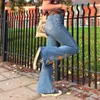 Women s Jeans IAM TY Y2K Floral Embroidery Flare Pant High Waist Stretchy Denim Trousers Retro Harajuku Bottoms Cute Streetwear 230720