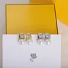 İnci Kolye Küpe Tasarımcı Kadınlar Diamante Küpeler Şık Tahmin Çıtçıt 18K Altın Kaplama Lüks Jewerl 925 Gümüş Headdress