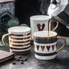 Tasses Creative Or Tasse En Céramique Tasse À Café Chine Os Lait Thé Amour Coeur Bande Verres 350 ml Maison KitchenMugs265H