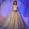 Abiti da sposa arabi sauditi di lusso Dubai Off The Shoulder Champagne Crystal Beaded Abiti da sposa con paillettes Vestido De Novia New Wed2206