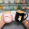 Tazze Tazza in ceramica a rilievo 3D con coperchio Cucchiaio Personalità Caffè Animale Legna da ardere Cane Tazza Tazza da tè Tendenza personalizzata
