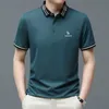 Polos masculinos hazzys verão negócios de alta qualidade manga curta camisa de lapela colar homem moda moda impressão casual golfe wear camisetas 230720