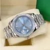 2 Style Męski zegarek Modna Fashion Classic Roman Ice Blue Face 41 mm Diamentowa ramka ze stali nierdzewnej Fold Buckle203e