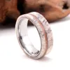 8mm Tungsten Carbide Rings for Men Women Wedding Bands Deer Antler Koa Wood Inlay Comfort Fit Size 7-13 Include Half Size261B