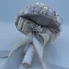 Silver Wedding Bridal Bouquets Simulation Flower Wedding Supplies Artificial Flower Crystal Sweet 15 Quinceanera Bouquets W228-T242Y