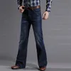 Herr jeans icpans herrar blossade för män boot cut ben fit classic stretch denim flare bootcute manlig mode byxor269c