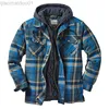 Men's Jackets Men Winter Jackets Harajuku Plaid Shirts Coats Hooded Zipper Long Sleeve Basic Casual Shirts Jackets European Style Size S-5XL L230721