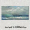 Arte em tela feita à mão, arte floral, ondas do mar, área de jantar com decoração de paisagem impressionista