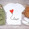 T-shirts pour femmes T-shirts pour femmes Love Balloon Romance Printing Cute Summer Autumn 90s Print Lady Womens Stylish Top Shirt Girl Tee T-Shirt