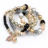 4pcs set Designer Fashion Multilayer strand Crystal Beads Leave Tassel Bracelets & Bangles Pulseras Mujer Jewelry for Women Gift234o
