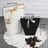 Emballage cadeau 50pcs blanc kraft noir sac en papier bronzant français "Merci" merci boîte-cadeau paquet faveur de fête de mariage sacs de bonbons avec ruban 230720