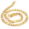 Real Solid 24K Yellow Gold necklace Curb chain Link Chain257d