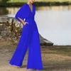 Zweiteilige Damen-Hosen, Sommer-Frauen-Kleidung, Hosen-Sets, elegante Party, einfarbig, Set, Bürodame, anmutig, V-Ausschnitt, gerade Hose, Anzug