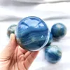 Jewelry Pouches Natural Blue Onyx Quartz Crystal Obelisk Sphere Ball Minerals Collections Healing Decorative Gemstones