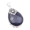 LuckyShine Huge Teardrop Pendant Fire Blue sandstone Gemstone 925 Sterling Silver Women Jewelry Pendants 1 58 inch s249v