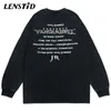 Herren T-Shirts LENSTID Herbst Männer Gewaschen Langarm T-shirts Hip Hop Engel Drucken T-shirts Streetwear 2021 Harajuku Lose Beiläufige Baumwolle Top tees J230721