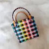 Vävd vegetabilisk korgväska Summer Designer Bag Women Mini Rainbow Bag axelväska Lady Luxury Hadbags Clutch Bag Shopping Beach Bag väska Purse Casual
