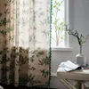 Curtain Bay Window Curtains For Kitchen Living Room Bedroom Home Decoration American Style Cotton Linen Green Pine Cone Printing