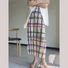 Jupes Plissées Japonais Milieu Du Siècle Section Style Ethnique Demi Femmes Jupe Coloré D'été Mince Rayé Droit Haute Qualité 230720