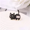 Broches Broches Chat Noir Émail Dessin Animé Mignon Amusant Animal Broches Bades Pour Denim Vêtements Sac Kawaii Bijoux Noël Nouvel An Cadeau Enfants Dhinh