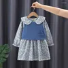 Mädchen Kleider Baby Mädchen Kleidung Puppe Rundhals Kleine Blumen Kleid Weste Zwei-stück Frühling Und Herbst Kinder Blumen kinder